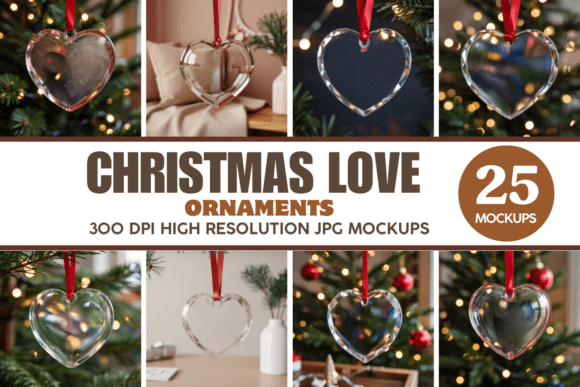 Download Christmas Love Ornaments Mockups Bundle - Love ornaments Collection