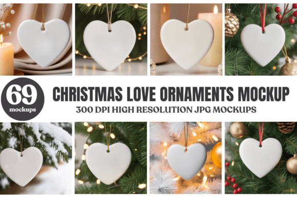 Download Christmas Love Ornaments Mockups Bundle - Love ornaments Collection